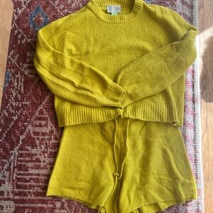 Women's Chartreuse Sweater Lounge Set